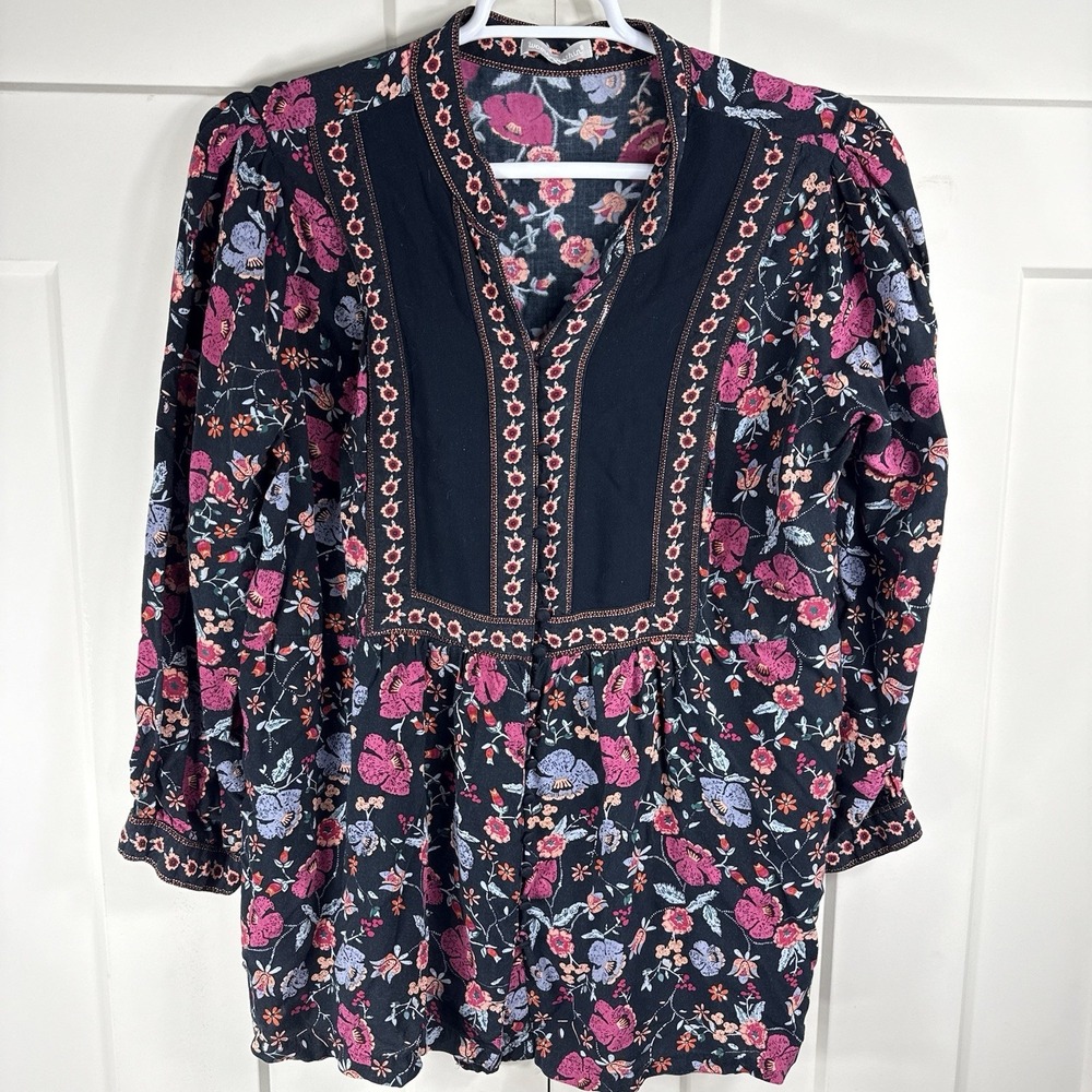Woman Within Multicolor Floral Print Blouse Women's Large‎ Cottagecore Fairycore